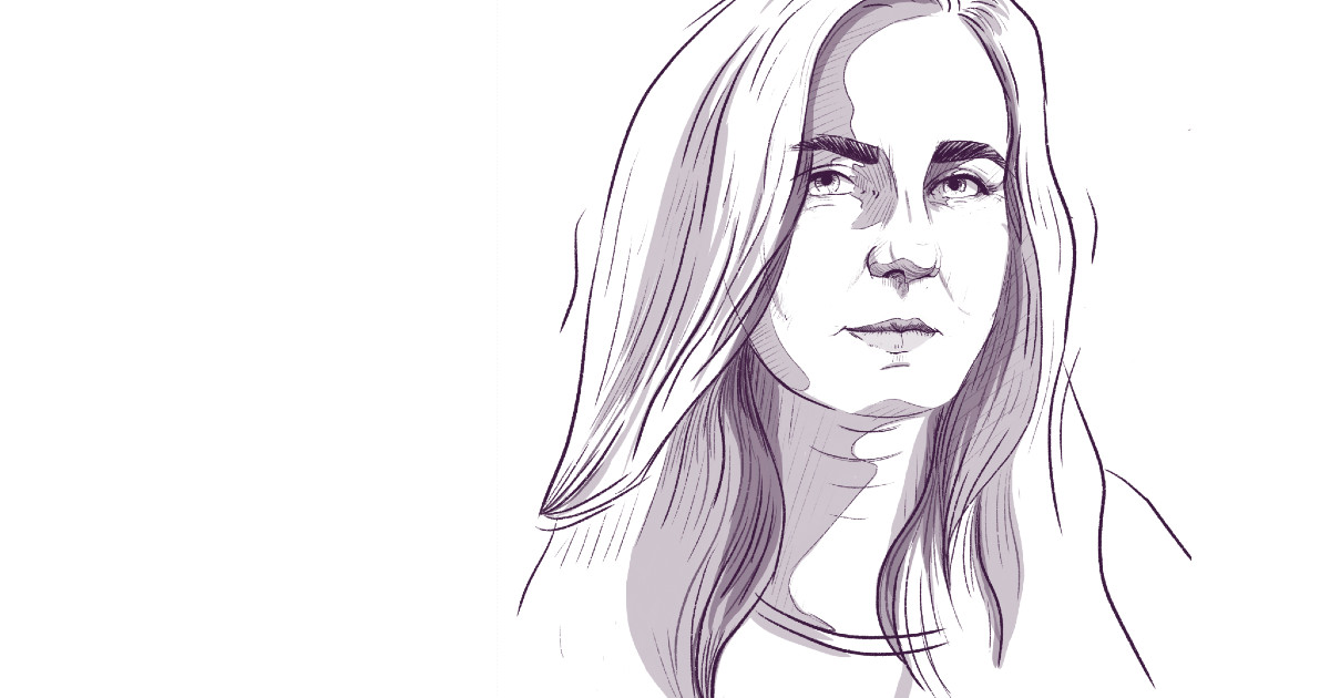 Minimalistyczna ilustracja przedstawia portret autorki felietonu, Karoliny Lewestam.