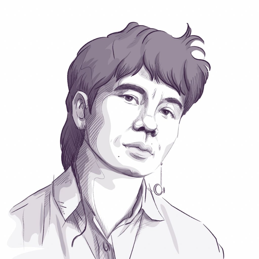 Ilustracja przedstawiająca pisarza Oceana Vuong.